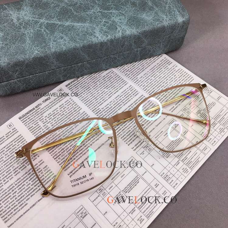 China Titanium Ip Eyeglasses T0018 Khaki and Gold Eyewear